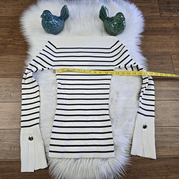 A.L.C. Anya Striped Knit Ribbed Boatneck Top Size Small - Picture 12 of 15